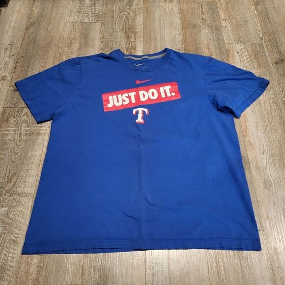 Nike Just Do It Texas Rangers Graphic Baseball Tee Shirt Men's Size XL - Picture 1 of 6